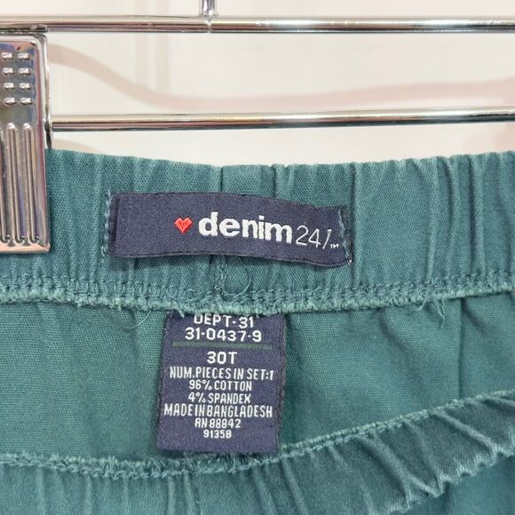 Denim 24 7 Roamans Plus Size 30WT Jeans Tall Elastic Waist Green Straight 1012 - Picture 7 of 8